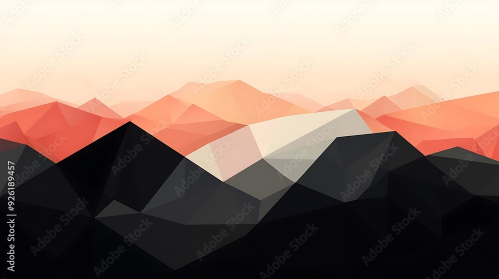 Poster geometric gradient sunset background with large polygons in vector illustration style for abstract b