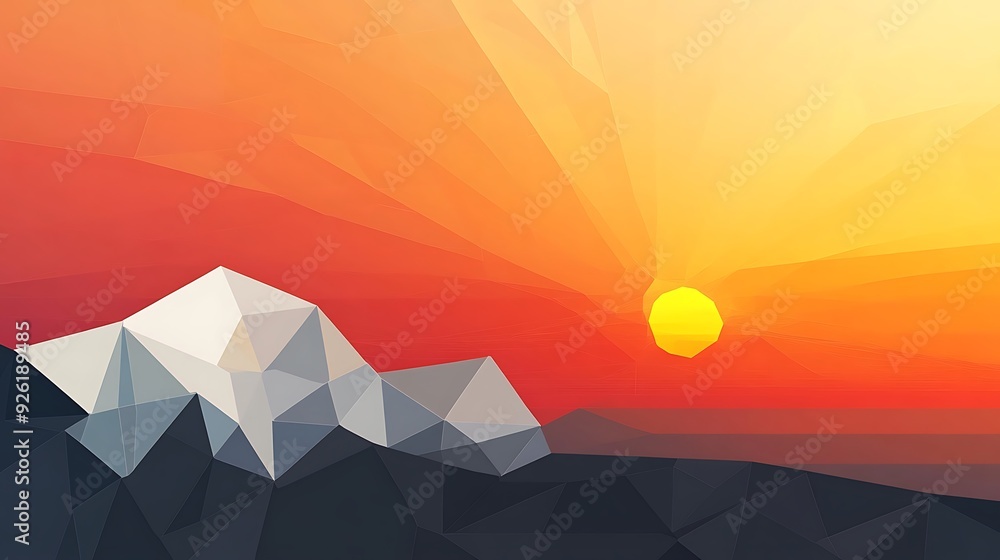 Poster geometric gradient sunset abstract banner with vector polygons and white space for text - high quali
