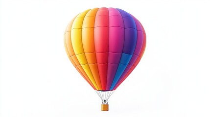 Fototapeta premium Colorful hot air balloon with a basket isolated on white background.