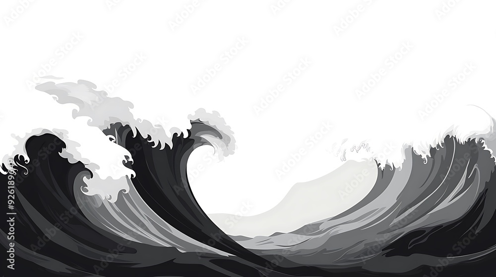 Poster abstract ocean waves vector background with flowing edges and white space for text - high quality fl