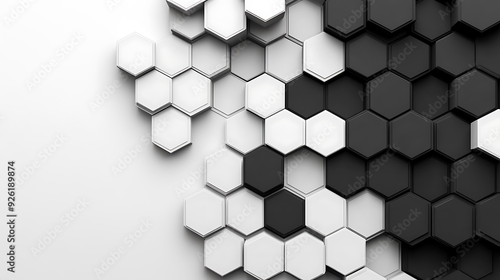 Poster abstract hexagonal mesh background with flat design patterns for banner with copy space on left side
