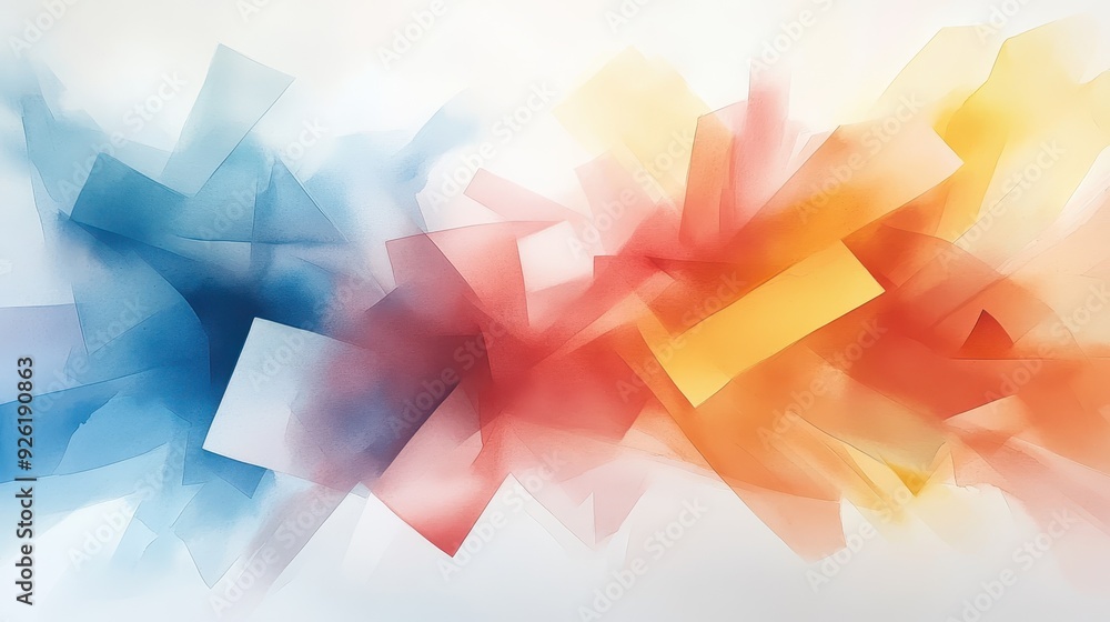 Poster Dynamic Conflicts in Watercolor: Sharp Contrasts and Overlapping Forms