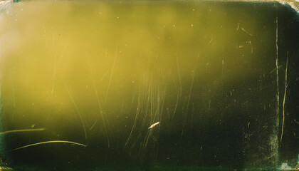 Close-up of Scratched and Worn Green and Yellow Surface with Gradient Lighting, Textured Abstract Background. Old Redro Grunge Vintage Sepia Cinematic Effect Banner