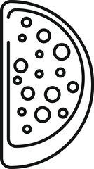 Simple line drawing of a half pizza slice, perfect for a pizzeria logo or italian food branding