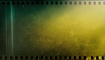 Close-up of Scratched and Worn Green and Yellow Surface with Gradient Lighting, Textured Abstract Background. Old Redro Grunge Vintage Sepia Cinematic Effect Banner