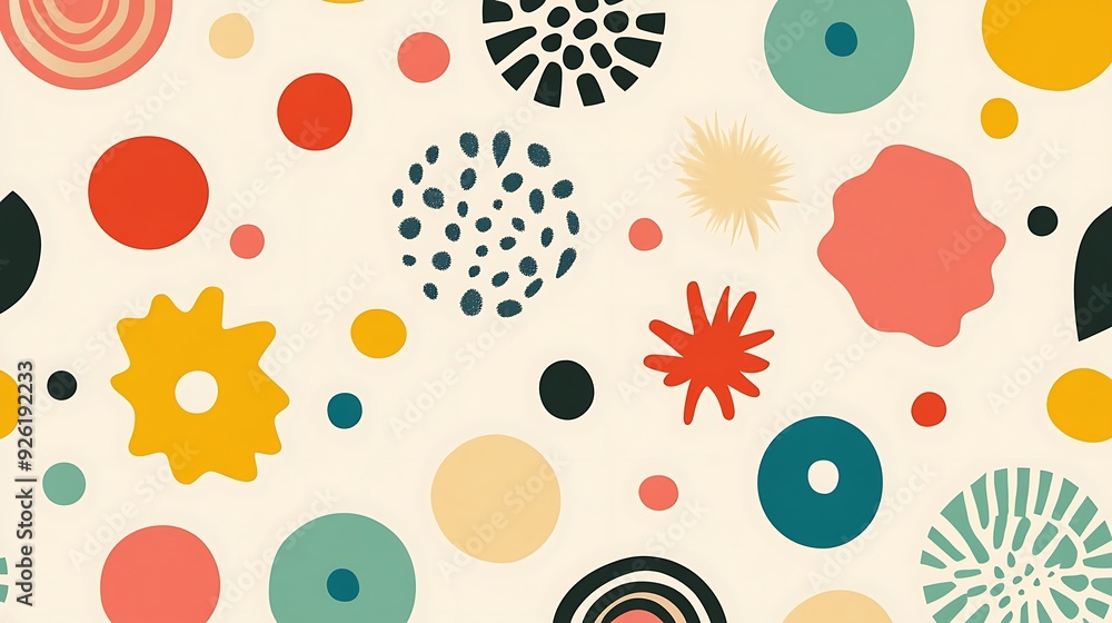 Poster playful vector patterns in bright colors - simple cutout shapes on neutral background | vivid flat d