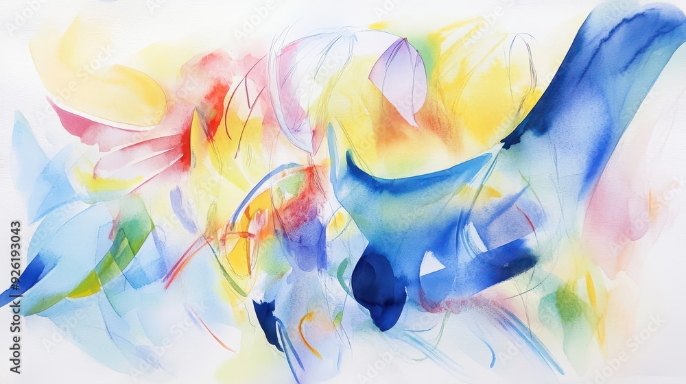 Poster abstract fusion of confusion and clarity in watercolor - overlapping shapes with sharp and soft cont