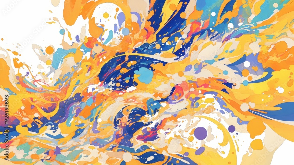 Aufkleber abstract chaos in watercolor: vibrant colors and dynamic lines in disarray