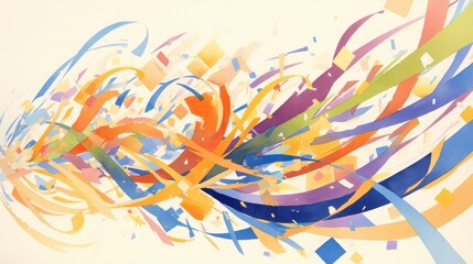 Obraz premium Colorful Chaos: Abstract Watercolor Art with Vibrant Lines and Dynamic Patterns