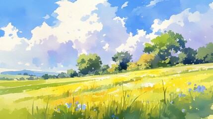 Fototapeta premium Tranquil Watercolor Bliss - Serene Joy with Subtle Gradients and Harmonious Tones