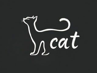 White cat on black background logo illustration