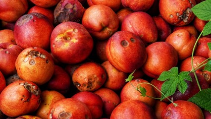 a pile of rotten red plums