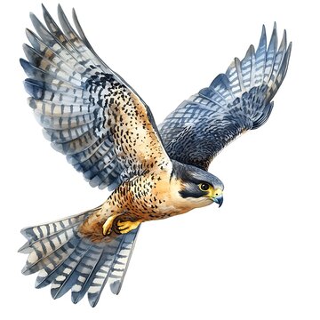 recommend clip art: Watercolor Illustration of a Peregrine Falcon in Flight.