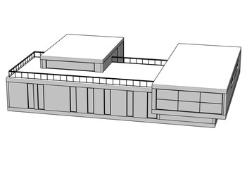Linear view of house architectural concept vector 3d illustration
