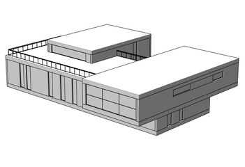 Linear view of house architectural concept vector 3d illustration