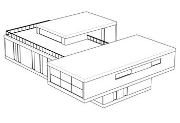 Linear view of house architectural concept vector 3d illustration