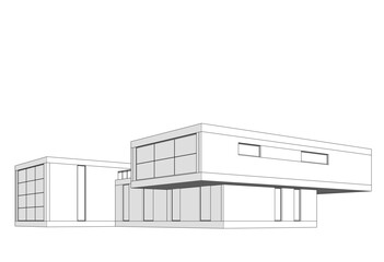 Linear view of house architectural concept vector 3d illustration