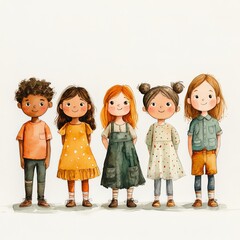 Joyful Gathering of Diverse Children in Spring