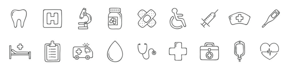 Doodle Medical Icons.