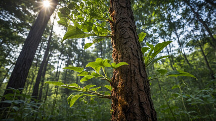 Fototapeta premium New Life Emerging: A Young Plant in the Forest