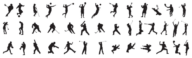 Mix sports player silhouettes. Vector 
