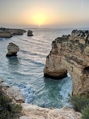 Fototapeta premium Rocky cliffs above the sea. Algarve Portugal amazing coastline