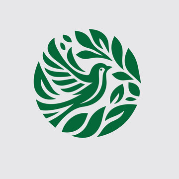 design logo  bird leaf and tree combination vector design