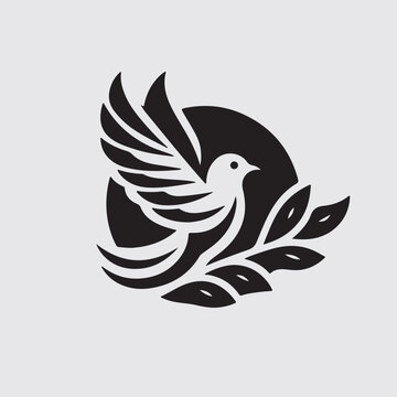 design logo  bird leaf and tree combination vector design