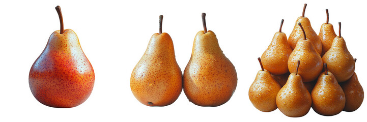 Fresh Ripe Pears with Water Droplets on Transparent Background for Healthy Fruit Designs and Organic Food Illustrations