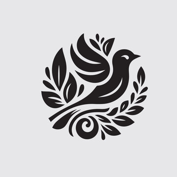 design logo  bird leaf and tree combination vector design
