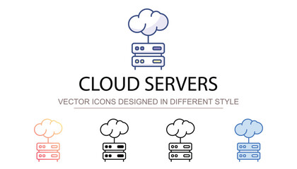 Cloud Servers icon design with white background stock illustration
