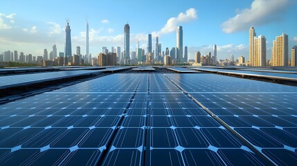 Solar Panels Cityscape Sustainable Energy