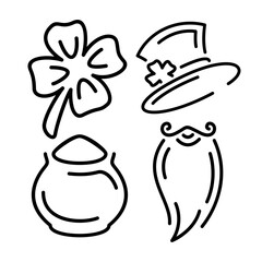 Line arts set with st Patricks day symbols
