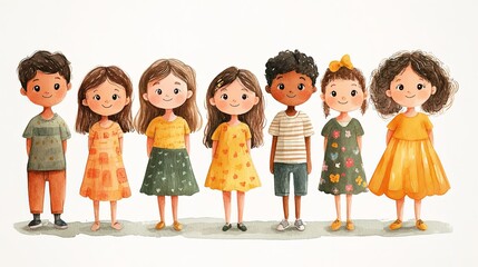 Joyful Gathering of Diverse Children in Spring