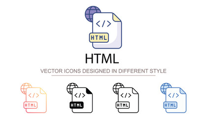 Html icon design with white background stock illustration