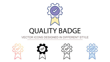Quality Badge icon design with white background stock illustration