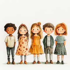 Joyful Gathering of Diverse Children in Spring