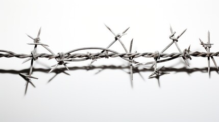 Obraz premium Artistic representation of tangled branches with thorns on a stark white backdrop