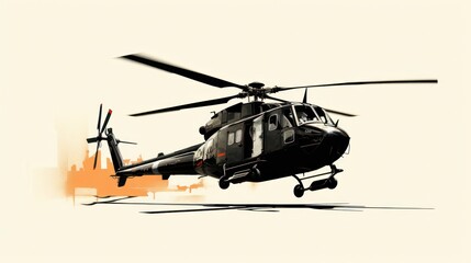 Fototapeta premium High-contrast silhouette of a helicopter in profile