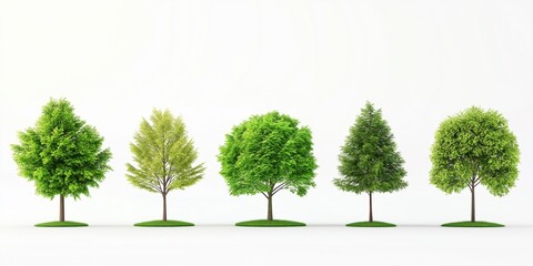 Fototapeta premium Beautiful trees set, isolated on white background