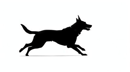 Obraz premium Side profile silhouette of a playful dog jumping with its ears and tail extended