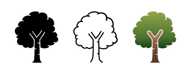 Set of Tree cartoon doodle, Vector, Illustration.