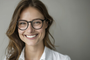 Obraz premium Young happy cheerful professional Russian business woman, happy laughing female office worker