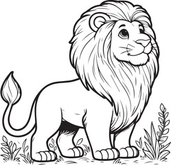 Obraz premium A lion line art coloring book illustration for kids
