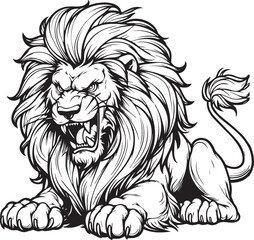 A lion line art coloring book illustration for kids