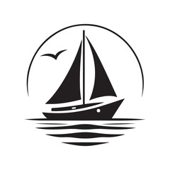 Sail boat simple and clean icon, logo template