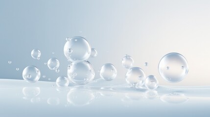 A minimalist illustration of clear bubbles floating in the air with soft reflections against a plain