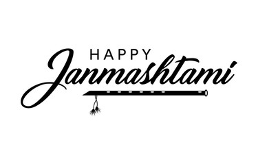 Krishna Janmashtami hand lettering isolated on white background.