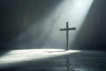 Naklejka premium very bright image of a cross on a white outdoor studio background with beautiful lighting , ai