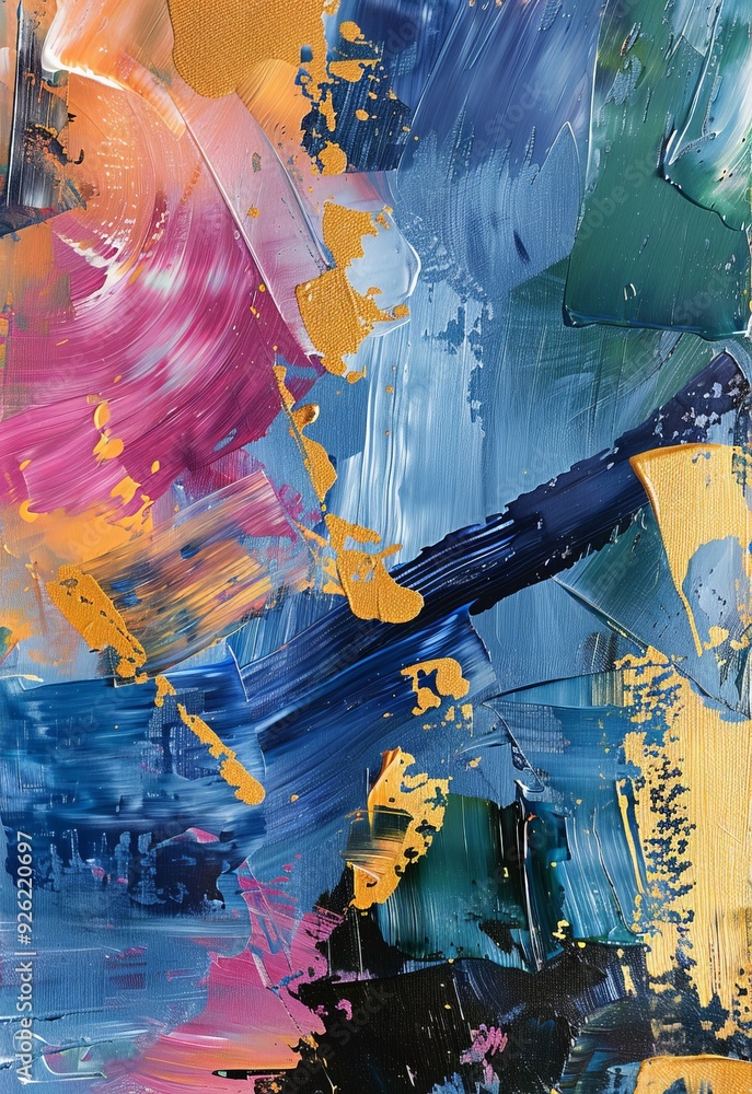 Poster an abstract canvas bursting with color, featuring expressive brushwork and a captivating grunge back